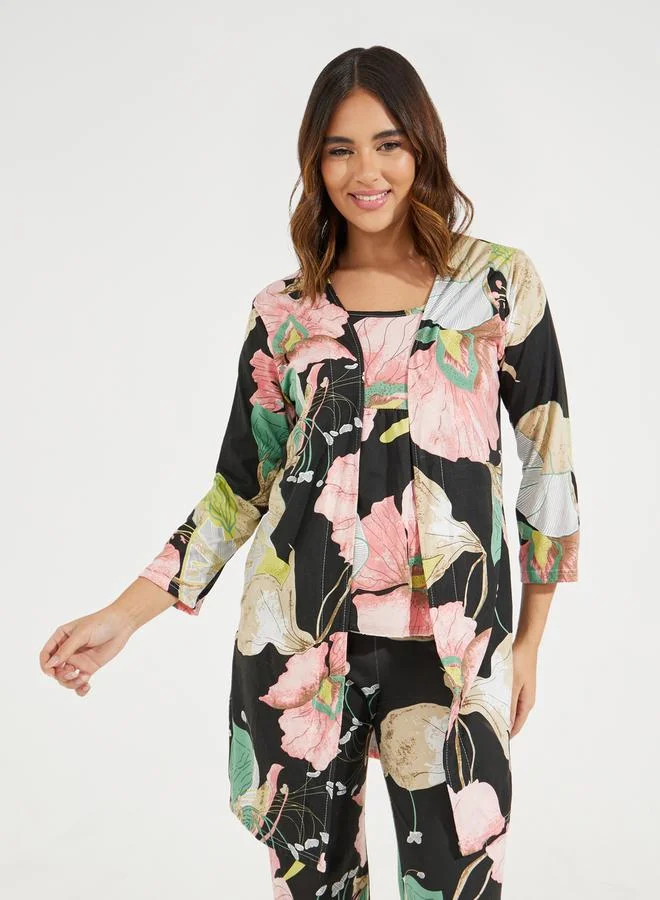 Styli Pack of 3- Floral Large Scale Cami, Robe & Pyjama