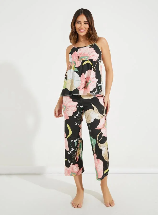Styli Pack of 3- Floral Large Scale Cami, Robe & Pyjama