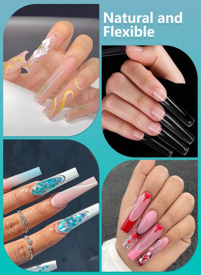 LIONVISON 3XL Clear Full Cover Square Nail Tips for Acrylic Nails Professional, 504PCS Extra Long Tapered Square Straight Nails Tips, 12 Sizes Press On Gel False Nail Tips for Nail Salons Home DIY - Image 2