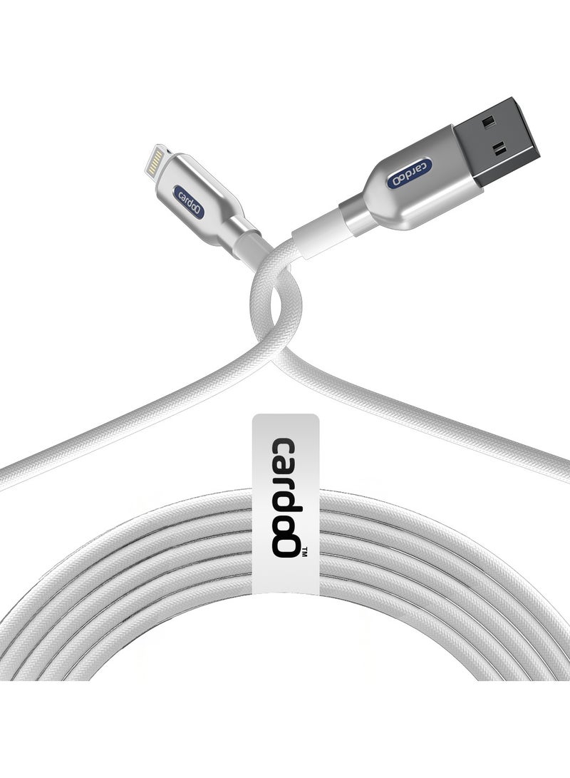 cardoo كابل cardoO USB-A إلى Lightning 1.2M للشحن السريع ونقل البيانات باللون الأبيض لجهاز iPhone و iPad - Image 1
