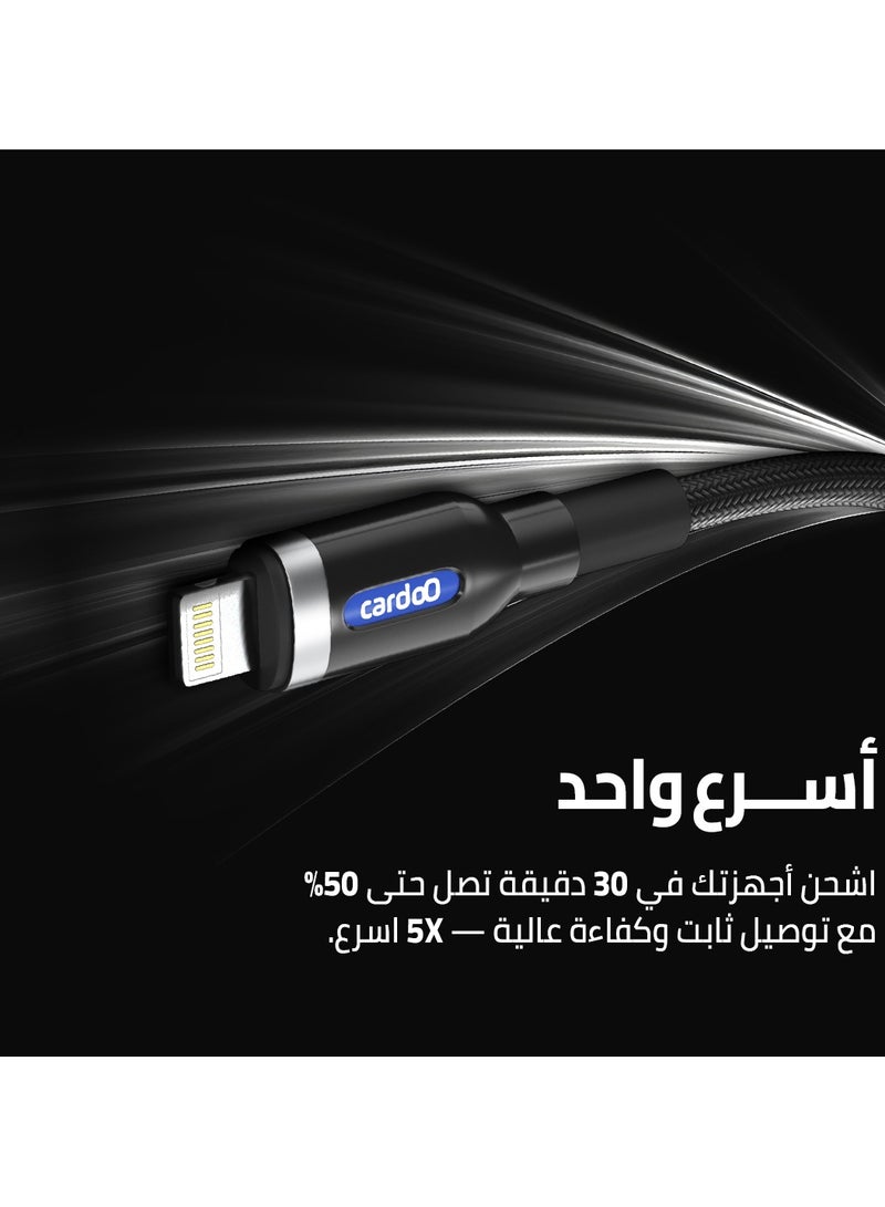 cardoo كابل cardoO USB-A إلى Lightning 1.2M للشحن السريع ونقل البيانات باللون الأبيض لجهاز iPhone و iPad - Image 4