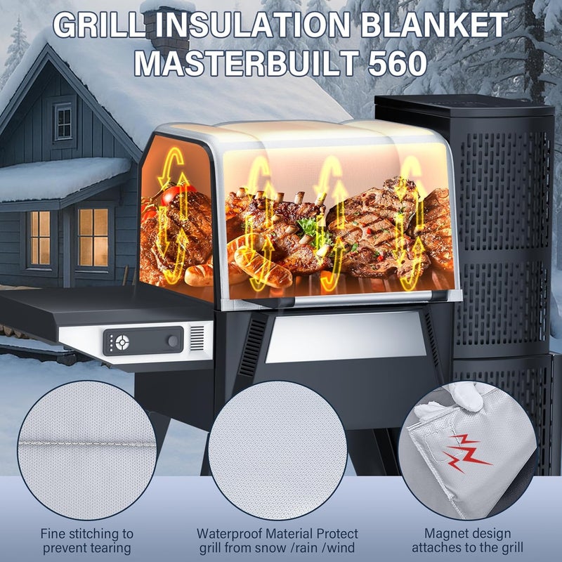 Utheer Grill Thermal Insulated Blanket for Masterbuilt Gravity Series 560 Charcoal Grill, fits MB20080220 Gravity Series Grill Smoker Insulation Blanket for Winter Cooking - Image 5