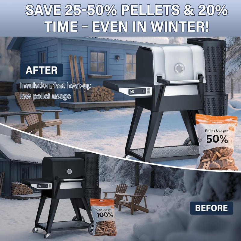 Utheer Grill Thermal Insulated Blanket for Masterbuilt Gravity Series 560 Charcoal Grill, fits MB20080220 Gravity Series Grill Smoker Insulation Blanket for Winter Cooking - Image 4