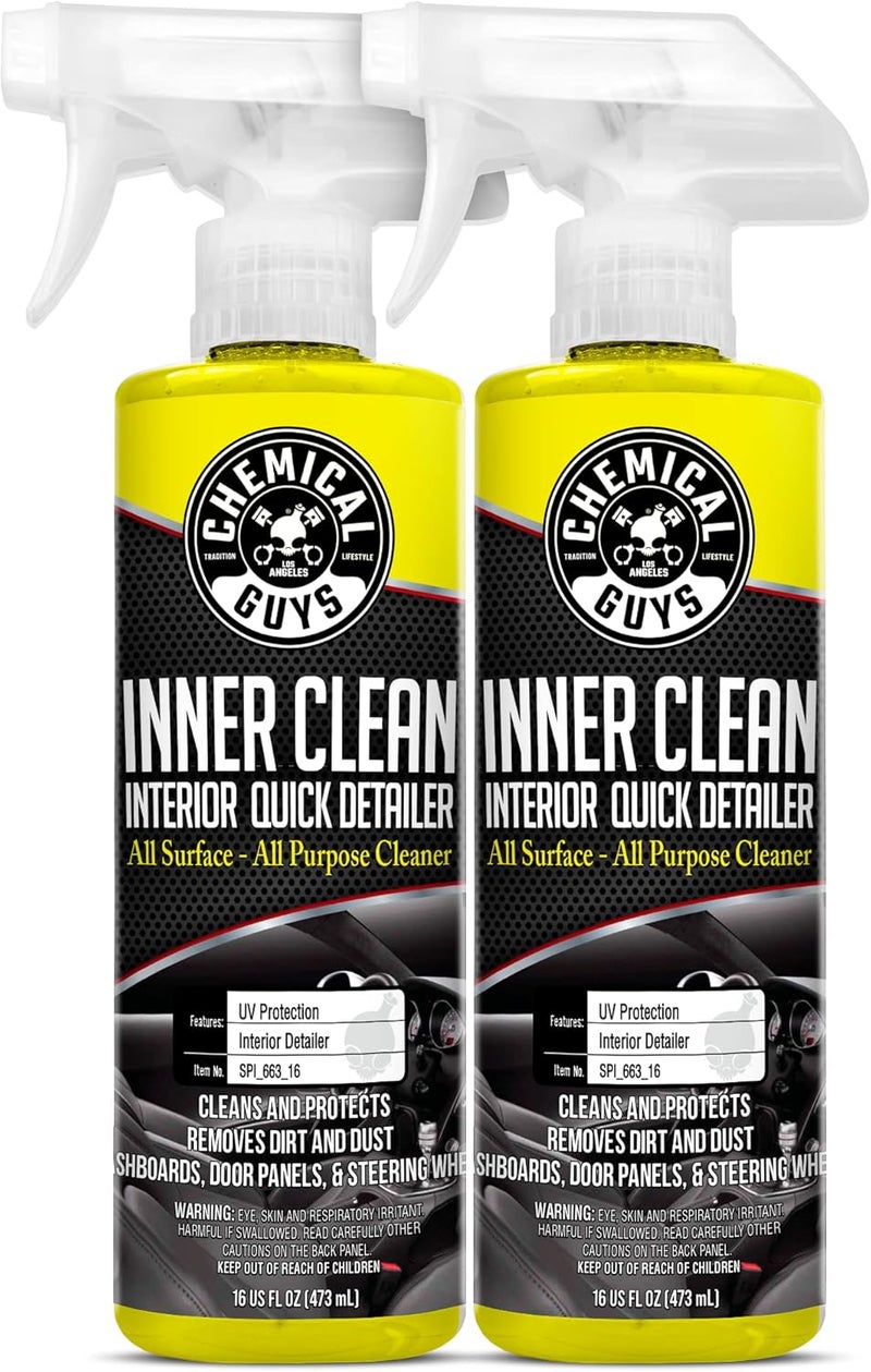 Chemical Guys SPI_663_1602 InnerClean Interior Quick Detailer and Protectant, Pineapple Scent, Safe for Cars, Trucks, SUVs, Jeeps, Motorcycles, RVs & More, 16 fl oz, 2 Pack - Image 1