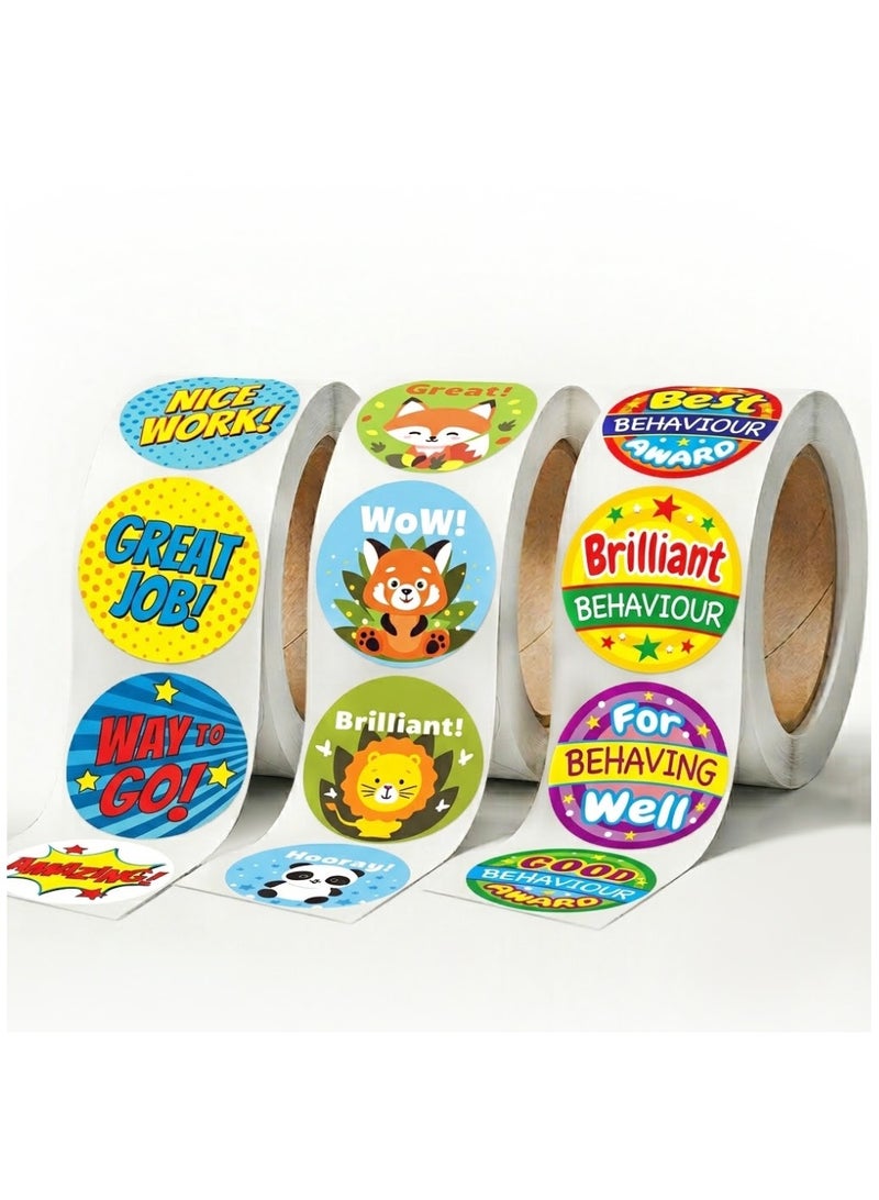 Wownect 6 Style Encouragement Stationary Stickers Round [1 Inch, 1500 Pcs] – Motivational Labels for Envelope Seals, Gift Boxes, Cards, Crafts & DIY (Pack of 3) - Image 1