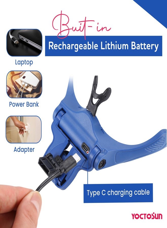 YOCTOSUN Magnifying Glasses with Light, Hands Free Headband Magnifier with 4 LED Lights and 5 Detachable Lenses 1X to 3.5X,Rechargeable Head Magnifier Glasses for Crafts, Hobby, Close Work - Image 4