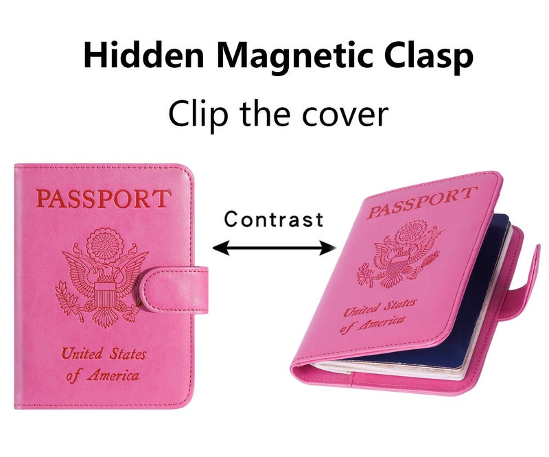 PASCACOO Passport Holder Cover Wallet RFID Blocking Leather Card Case Travel Accessories for Women Men (Pink) - Image 3