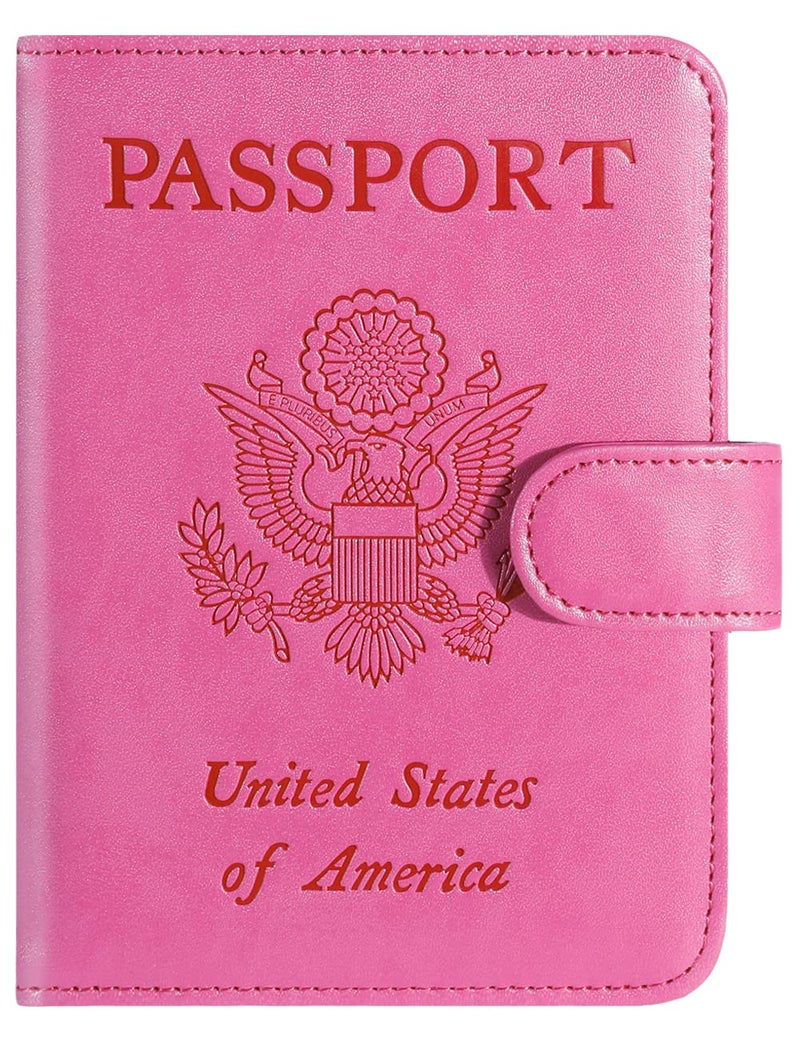 PASCACOO Passport Holder Cover Wallet RFID Blocking Leather Card Case Travel Accessories for Women Men (Pink) - Image 1