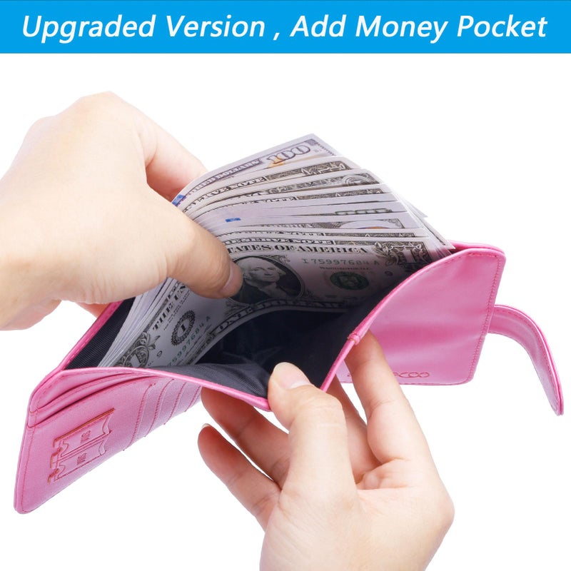 PASCACOO Passport Holder Cover Wallet RFID Blocking Leather Card Case Travel Accessories for Women Men (Pink) - Image 5