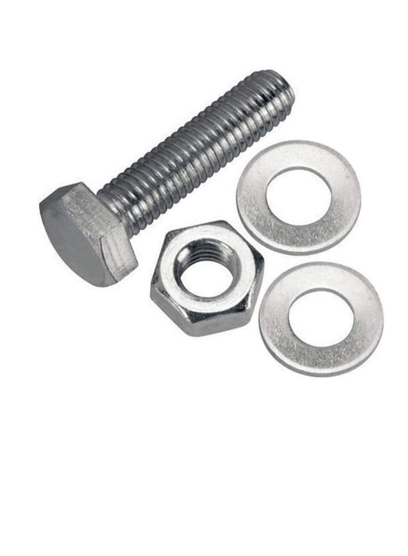 12 pcs Hex Head Screw Bolts Nuts & Washers Fully Thread GI Plain Finish Bolt Set. (6, 70MM) - Image 1