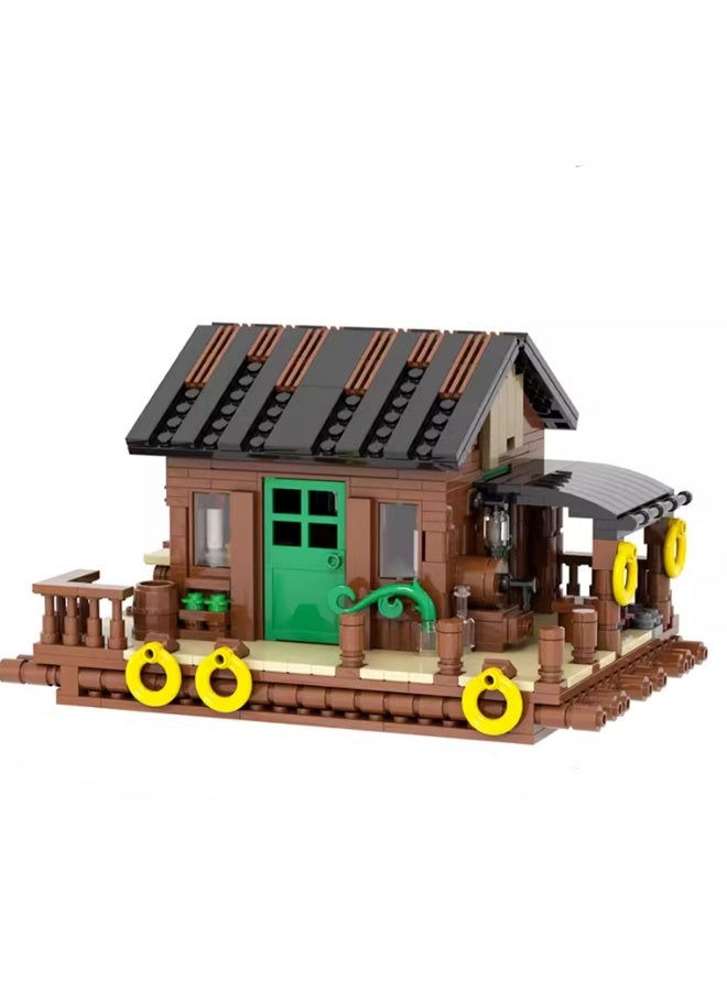 Loquat Creative Children's City Family Series Small Particle Puzzle Building Block Toys(Fisherman's Hut 732 PCS) - Image 1