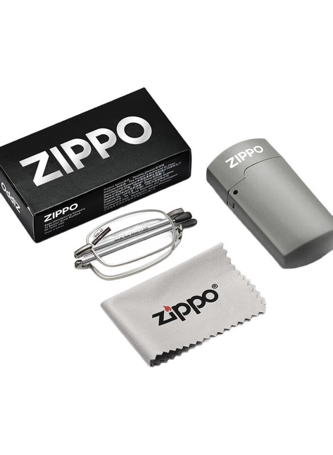 Zippo نظارات قراءة قابلة للطي محمولة أمريكية، علامة تجارية مستوردة خفيفة الوزن، نظارات عالية الدقة مضادة للضوء الأزرق، نمط جديد للرجال والنساء، 100 درجة - Image 1