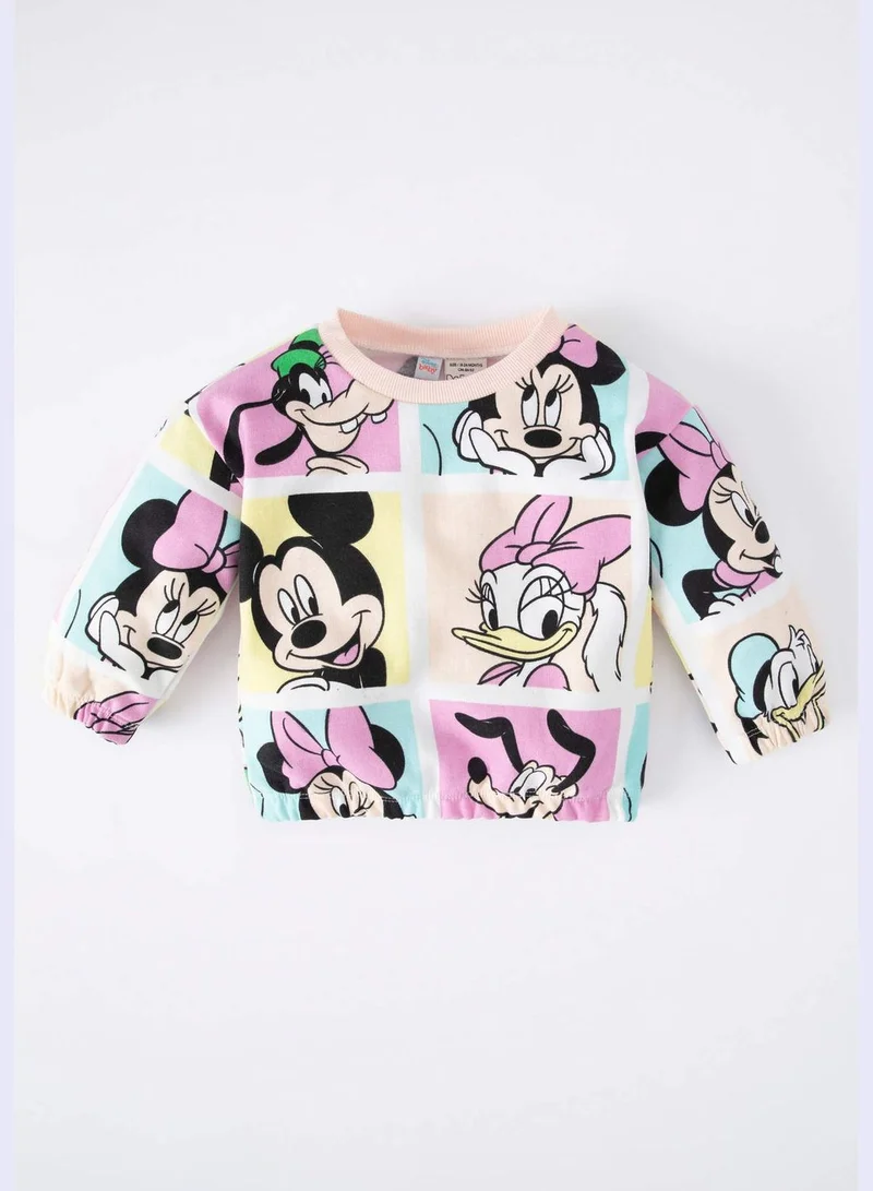 DeFacto BabyGirl Disney Mickey & Minnie Licenced Regular Fit Bike Neck Long Sleeve Knitted Sweat Shirt