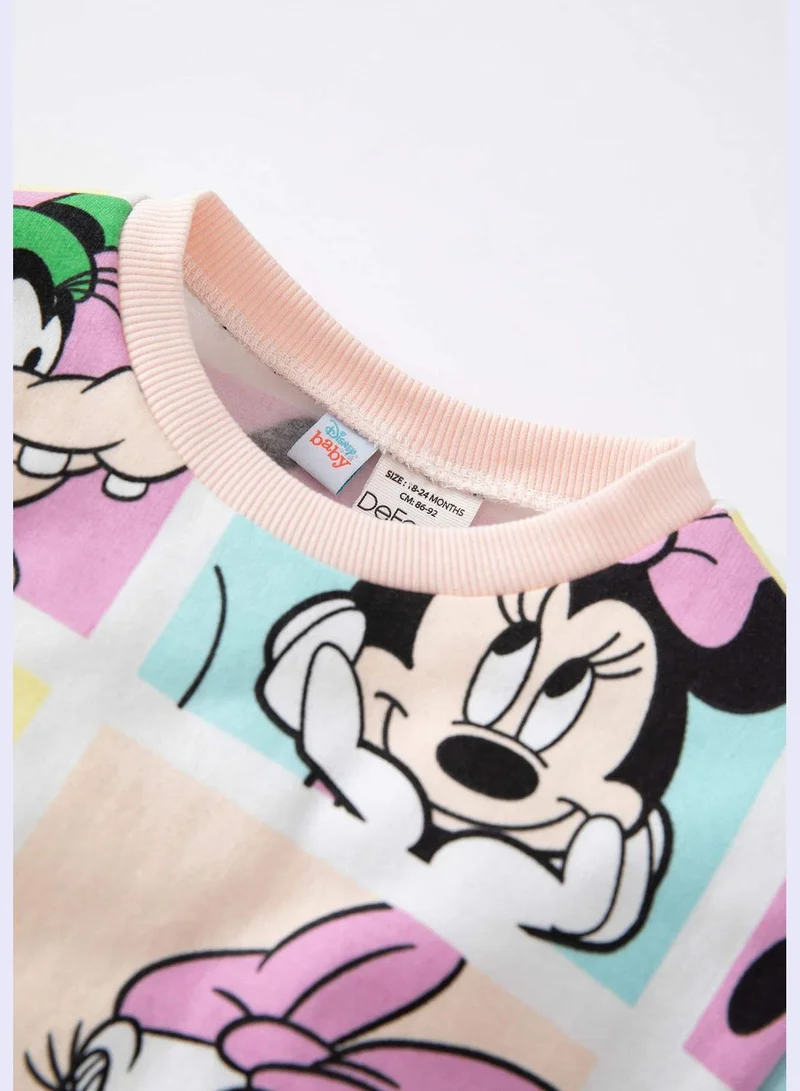 DeFacto BabyGirl Disney Mickey & Minnie Licenced Regular Fit Bike Neck Long Sleeve Knitted Sweat Shirt