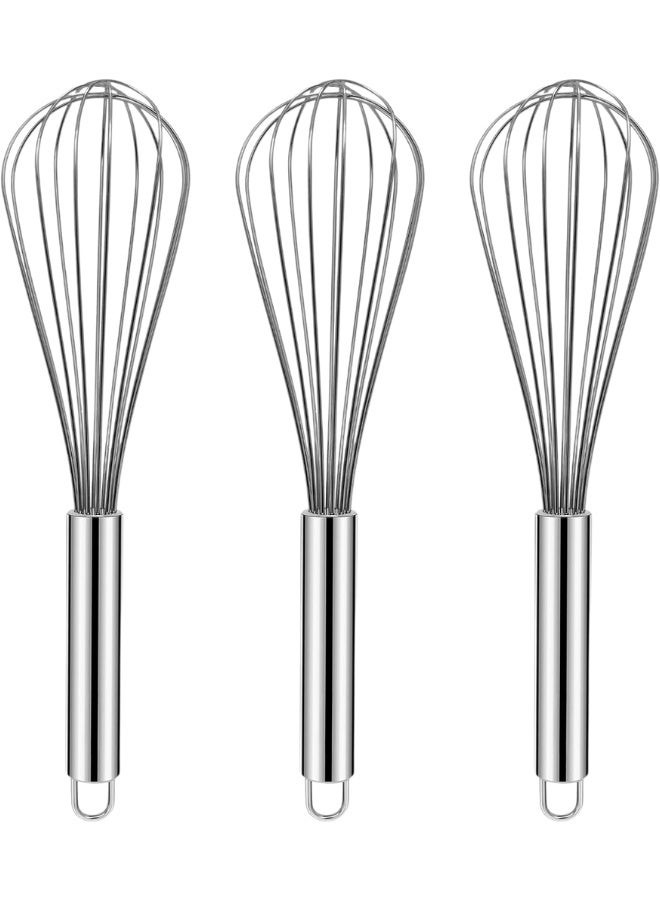 Stainless Steel Whisk Set – 3 Pack Balloon Kitchen Whisks for Cooking, Mixing, Blending, Beating & Stirring – Durable Wire Egg Beater Tools, Rust Resistant, Easy to Clean - Image 1
