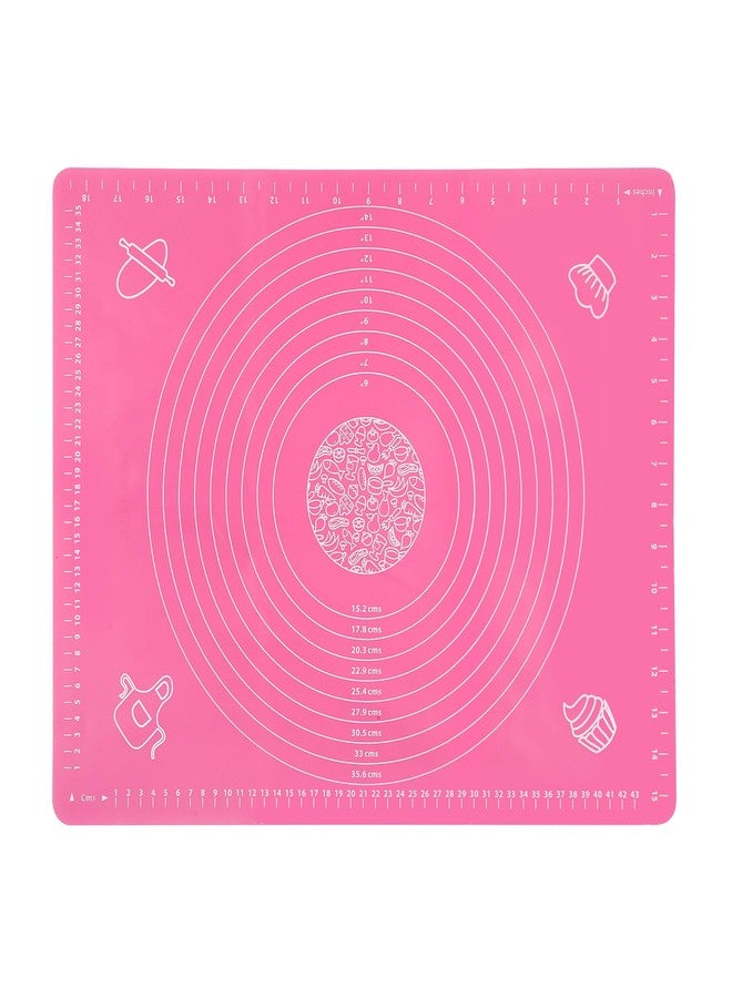 Cutting EDGE Baking Mat - Non Stick & Stretchable Ideal for Baking, Chapati Atta Kneading, Pastry, Thick and Large Rolling Mat with Measurments Pink, Pack of 1 (50 X 40 Cm) - Image 1