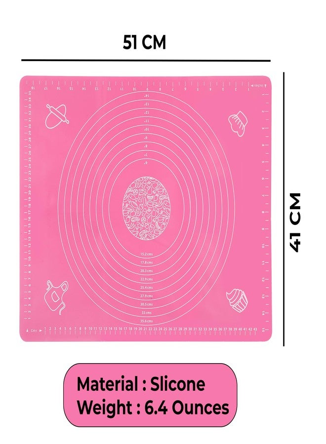 Cutting EDGE Baking Mat - Non Stick & Stretchable Ideal for Baking, Chapati Atta Kneading, Pastry, Thick and Large Rolling Mat with Measurments Pink, Pack of 1 (50 X 40 Cm) - Image 4