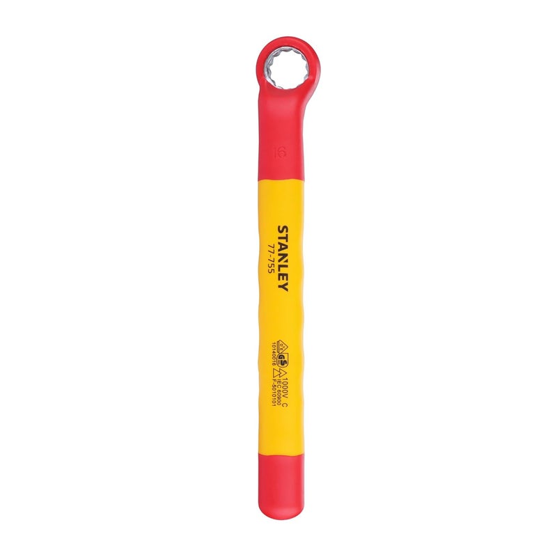 STANLEY STMT7775523B VDE Insulated Box End Wrench 16mm Ideal For Repair Of Electric Vehicles Red and Yellow - Image 1