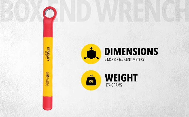 STANLEY STMT7775523B VDE Insulated Box End Wrench 16mm Ideal For Repair Of Electric Vehicles Red and Yellow - Image 2