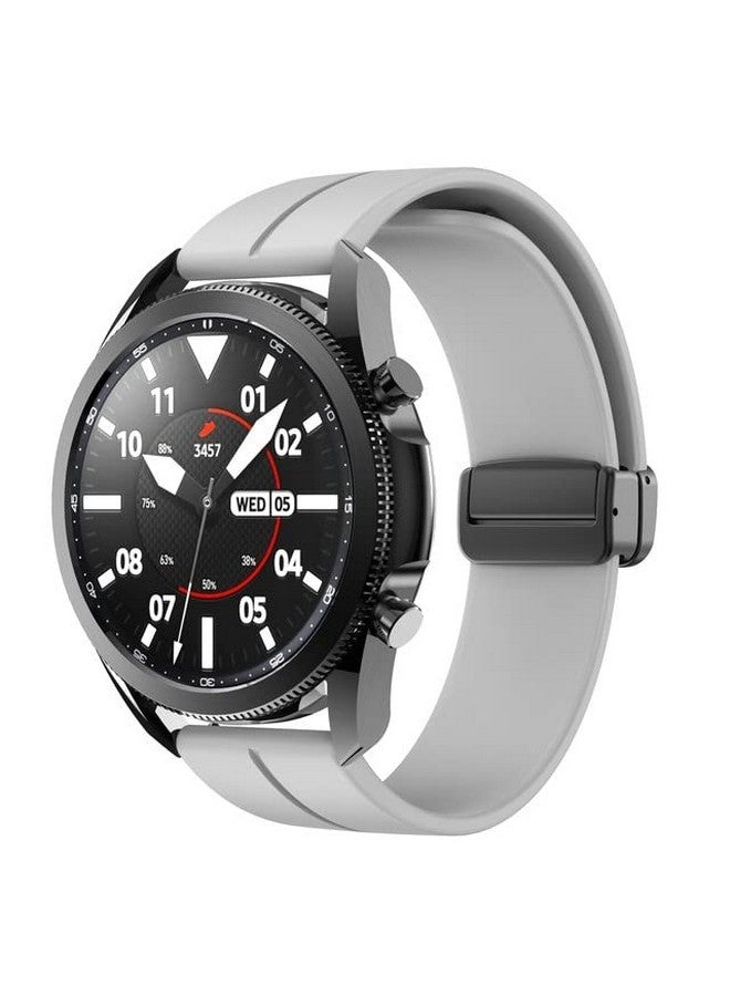 Silicone Belt Watch Strap Magnetic Folding Buckle Compatible for Opta Sb-217 Smartwatch Band Grey - Image 3
