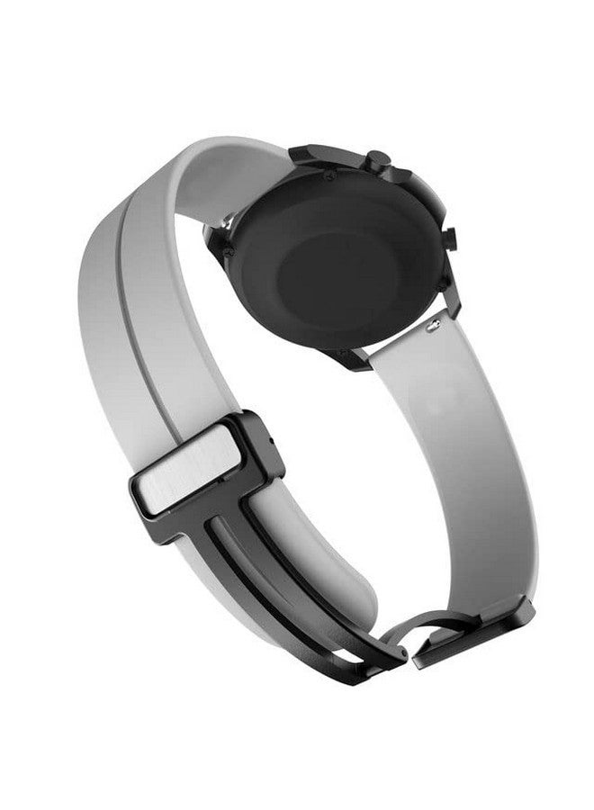 Silicone Belt Watch Strap Magnetic Folding Buckle Compatible for Opta Sb-217 Smartwatch Band Grey - Image 4