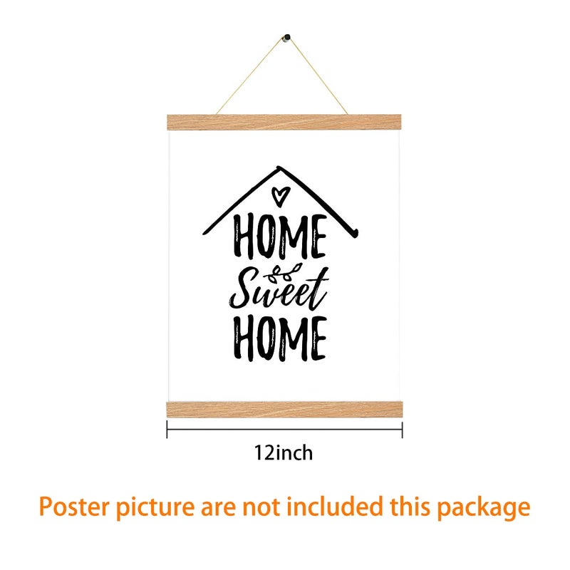 Magnetic Poster Hanger Frame Pine Color 3 pack  12x18 12x16 12x20 Poster Frame Wooden Magnetic Hanging Kit for Walls Map Canvas Artwork  - Image 3