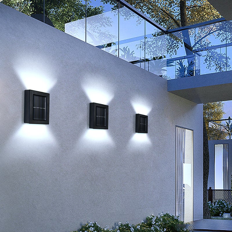 LED solar wall lamp up and down luminous wall landscape lamp garden fence lamp garden decorative fence lamp Up and down luminous wall lamp large (warm light) - Image 2