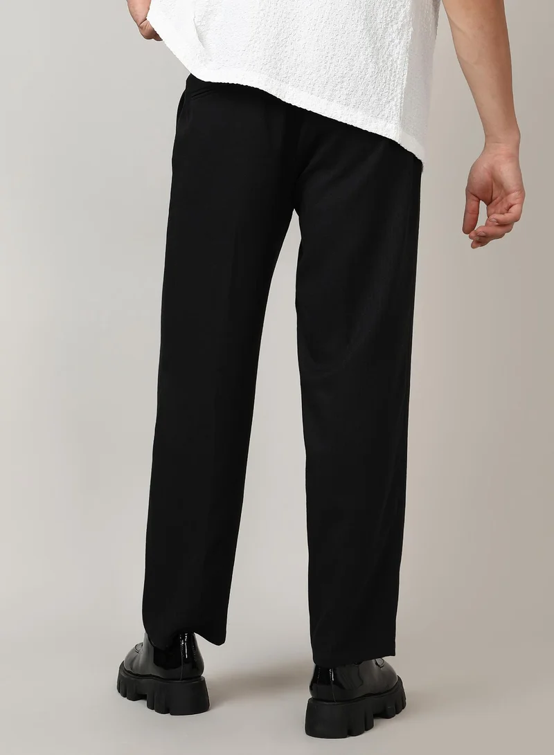 كامبوس سوترا Men's Onyx Black Solid Tailored Trousers
