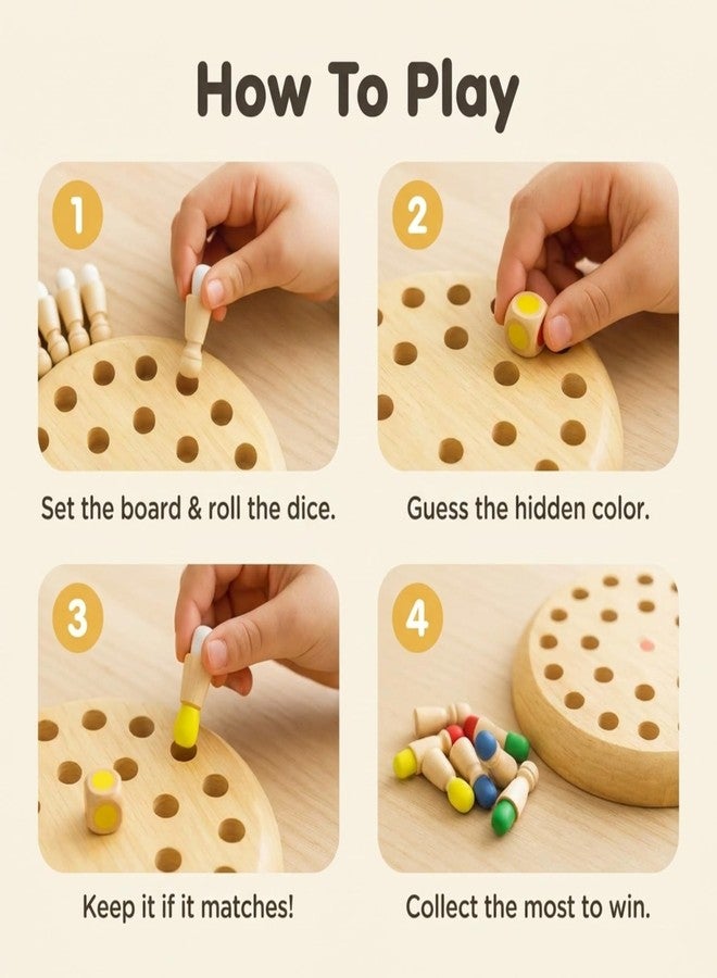 RECRISRA Wooden Color Memory Chess Game for Kids 3+ - Memory Match Stick Board Game, Montessori Educational Brain Puzzle Toy for Boys, Girls & Adults, Family Learning & Fun Game - Image 3