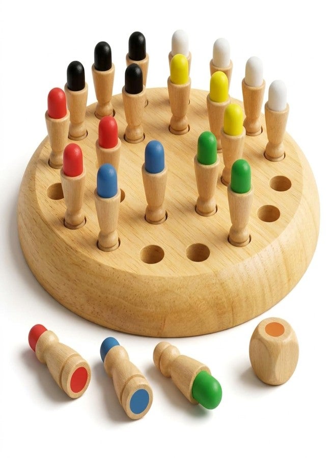 RECRISRA Wooden Color Memory Chess Game for Kids 3+ - Memory Match Stick Board Game, Montessori Educational Brain Puzzle Toy for Boys, Girls & Adults, Family Learning & Fun Game - Image 1