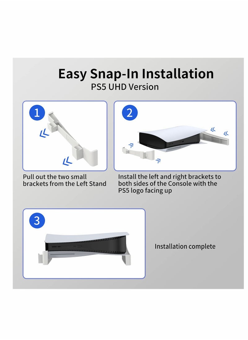 KASTWAVE - Horizontal Stand for Playstation 5, Desk Stand Compatible with Playstation 5 Disc, Console Lay Down Stand for PS5, Minimalist Design, White - Image 1
