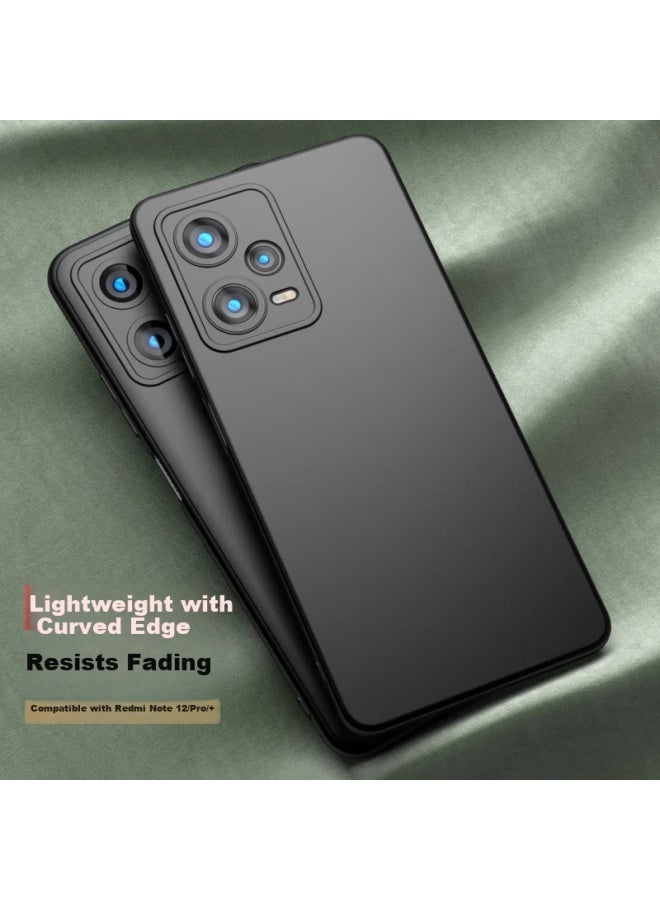 Kalaio Phone Case For Xiaomi Redmi Note 12, Full Coverage Lens Protection, Skin-like Matte Finish, Anti-fingerprint, Shockproof Soft Shell, Black