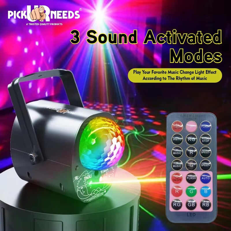 Pick Ur Needs Disco Ball Party Lights DJ Laser Light with Remote – Sound Activated RGB Strobe & LED Projection Effects - Image 4