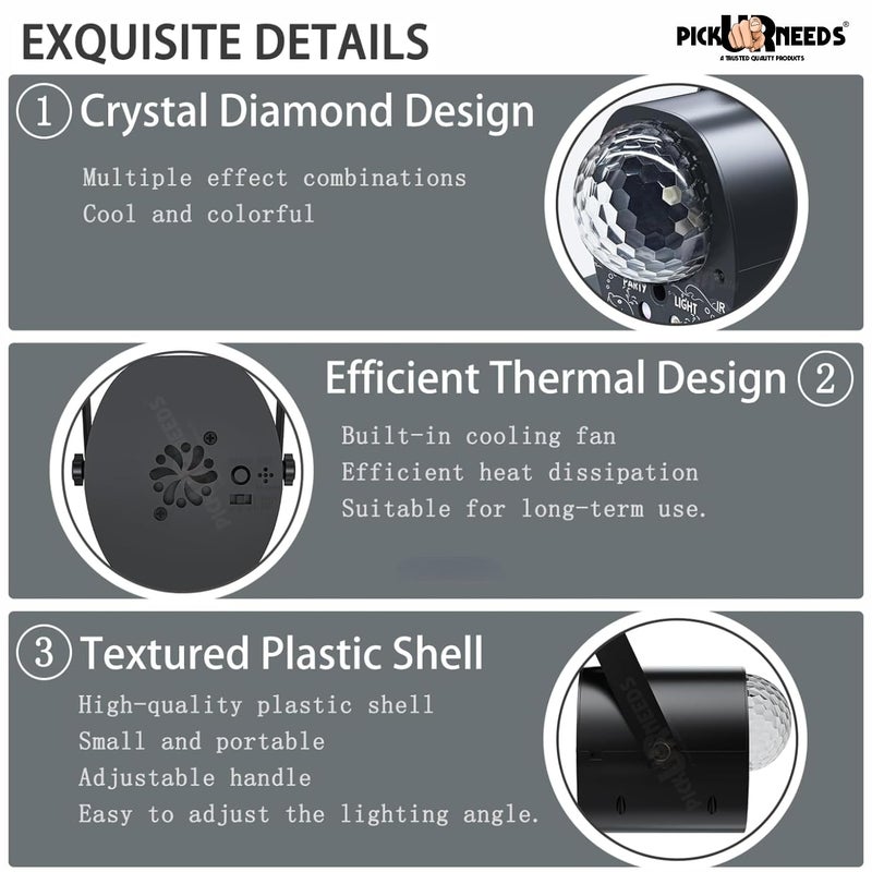 Pick Ur Needs Disco Ball Party Lights DJ Laser Light with Remote – Sound Activated RGB Strobe & LED Projection Effects - Image 3