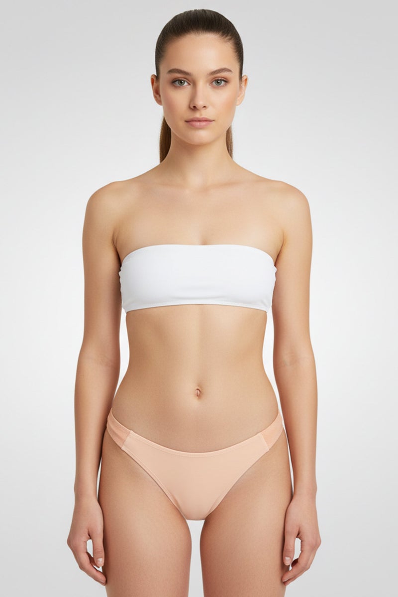Pretty Little Thing Women High Leg Bikini Bottom, Peach - Image 1
