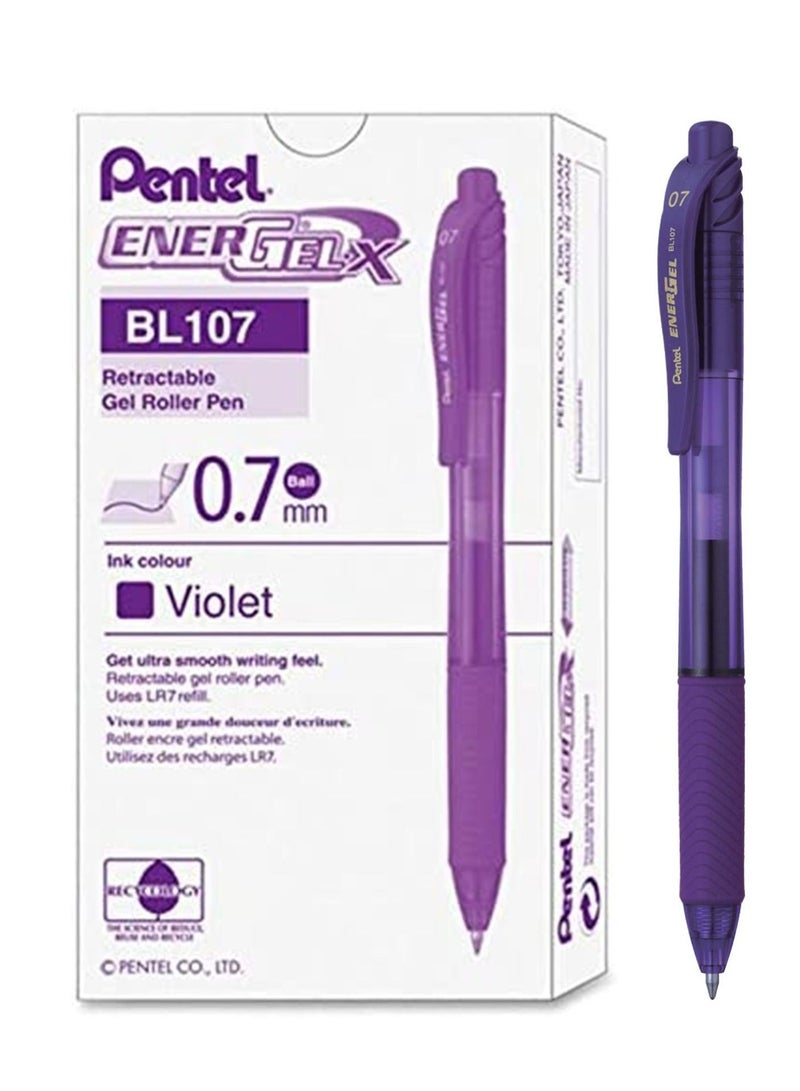Pentel قلم حبر جل إنيرجيل 12 قطعة برأس 0.7 مم بلون الحبر البنفسجي - Image 1