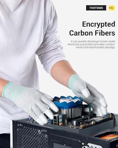 ThxToms ESD Anti Static Gloves, High Resistance Carbon Fiber Protects Your Computer Safe, Medium 5 Pairs - Image 4