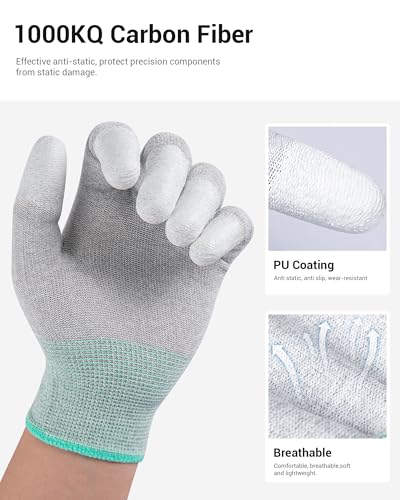 ThxToms ESD Anti Static Gloves, High Resistance Carbon Fiber Protects Your Computer Safe, Medium 5 Pairs - Image 2
