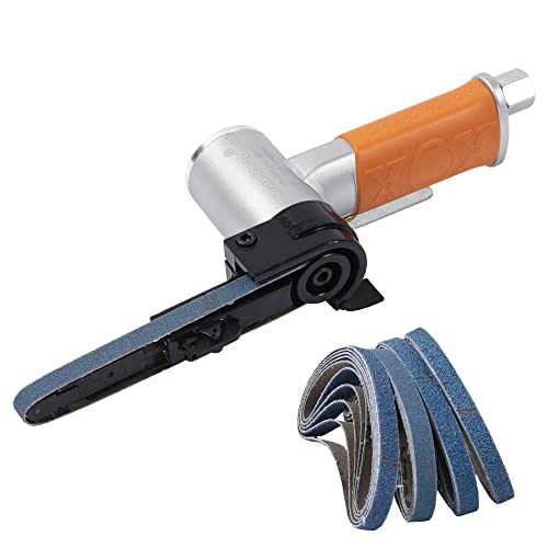 UPWOOD Air Belt Sander 38 x 13 Belt Size Pneumatic Tool with 12pc Belts 40 60 80 120 Good for Deburring Sanding and Finishing 38 x 13 Sander - Image 1