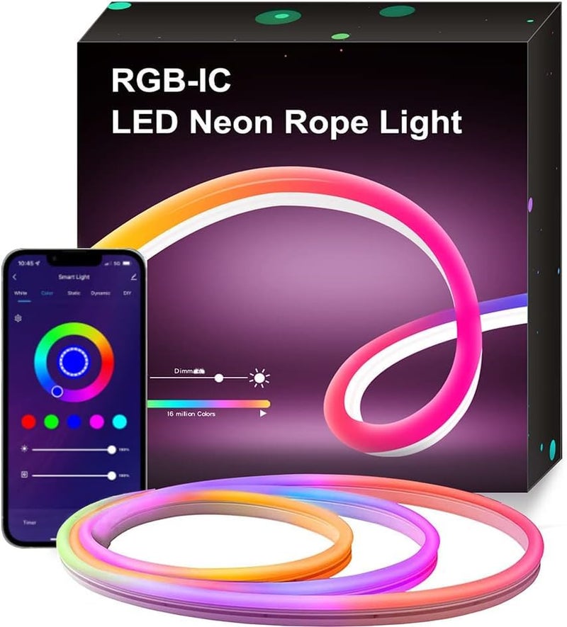 Dratal Dratal Smart Neon Rope Lights RGBIC Neon Lights App Control Neon Rope Lights with Music Sync DIY Design LED Neon Light Works for Gaming Room Bedroom Living Room Decor  - Image 1