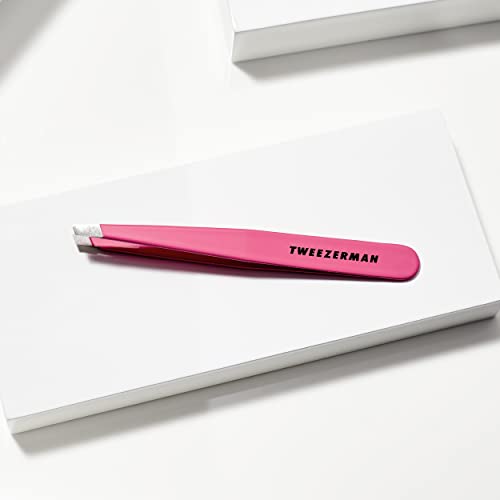 Tweezerman Stainless Steel Slant Tweezer - Eyebrow Tweezers for Women and Men (Neon Pink) - Image 4
