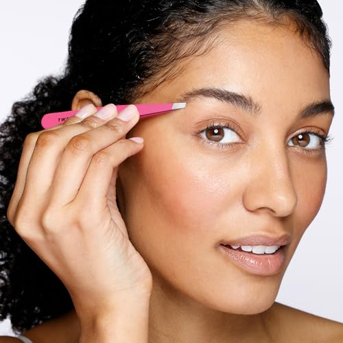 Tweezerman Stainless Steel Slant Tweezer - Eyebrow Tweezers for Women and Men (Neon Pink) - Image 2