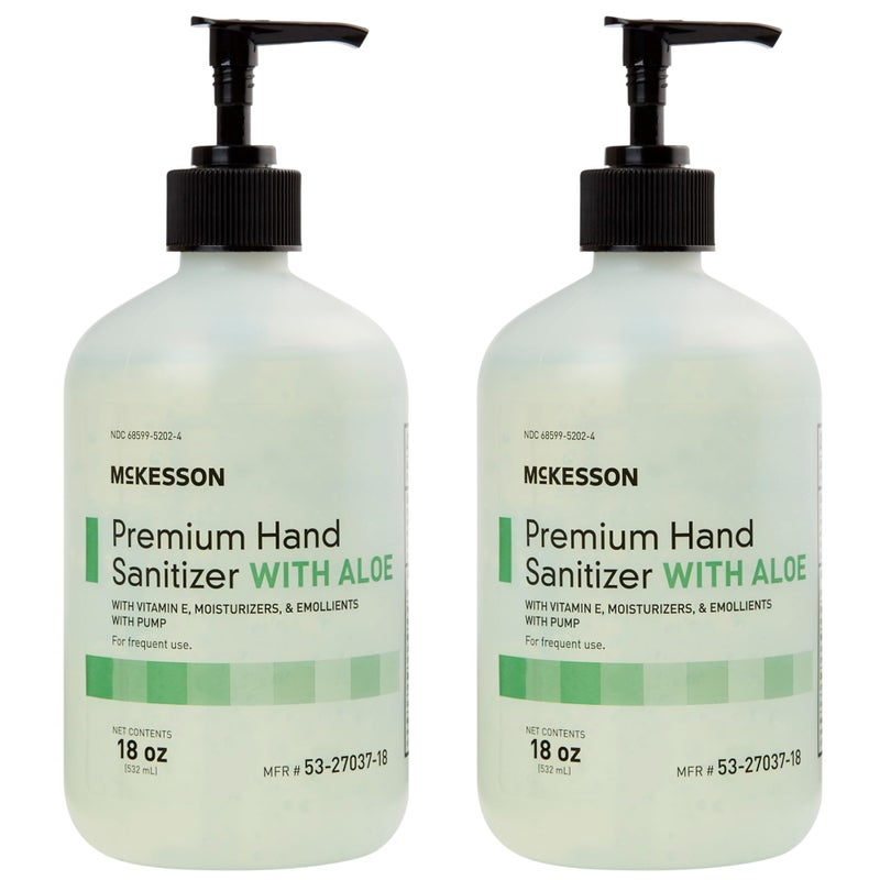 McKesson Hand Sanitizer with Aloe 18 oz Pump Bottle Pack of 2 70 Ethyl Alcohol Spring Water Scent NoRinse Gel with Vitamin E and Moisturizers MedicalGrade Sanitizer