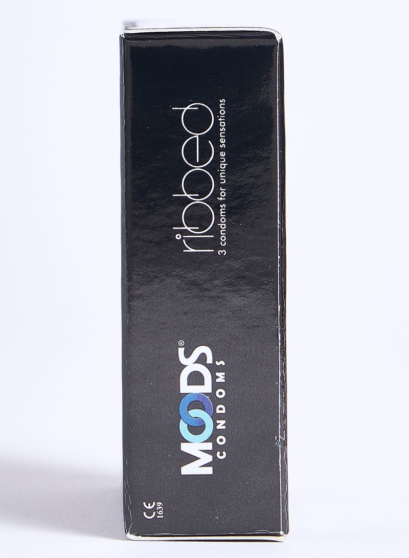 Moods Ribbed Condoms 3's Made With Natural Rubber Latex  - Image 3