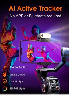 hohem hohem iSteady M6 Kit Gimbal Stabilizer for Smartphone, 2023 Upgraded 3-Axis Phone Gimbal, AI Tracker Android, Phone Stabilizer for Video Recording  - Image 5