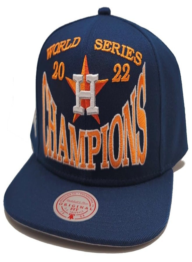 Mitchell & Ness Houston Astros New Big Champ World Series Champions Era Snapback Hat Cap Blue Orange - Image 2