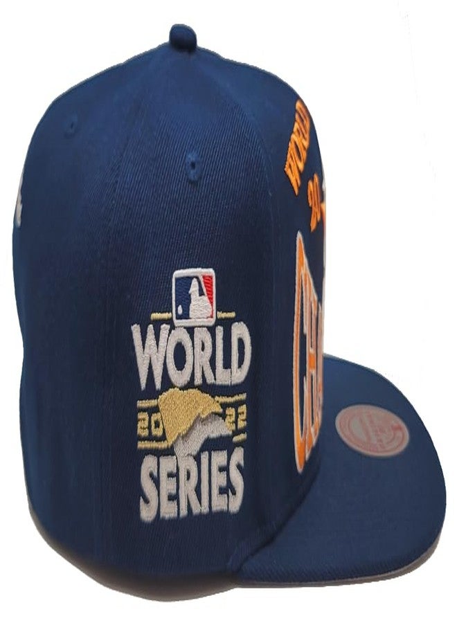 Mitchell & Ness Houston Astros New Big Champ World Series Champions Era Snapback Hat Cap Blue Orange - Image 5