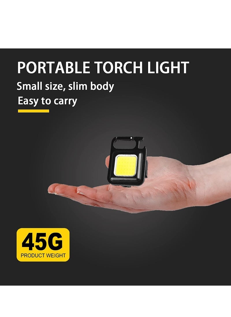 Keychain Light - Rechargeable Flashlights, 4 Modes Mini Flashlight Keychain with Folding Bracket Bottle Opener and Magnetic Base for Emergency and Outdoor Use…