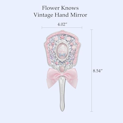 Flower Knows Shells Jewel Hand MirrorVintage Portable Handheld MirrorFancy Pretty Princess Mirror with Long HandleGift for GirlsPink Seashell - Image 3