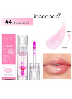 ibcccndc Flower Color Changing Lip Oil, Clear Lip Gloss, High-Shine Clear Temperature Color Change Lip Stain Lip Balm, Moisturizing Lip Oil Gloss Tinted For Lip Care And Dry Lips(Pink Flowers)  - Image 2
